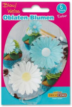 PAGRO DISKONT DEKOBACK essbare Oblaten-Blumen 6 Stück blau/weiß