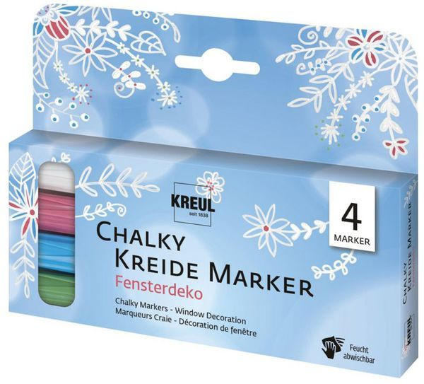 KREUL Chalky Kreidemarker-Set ”Fensterdeko” 4 Stück mehrere Farben