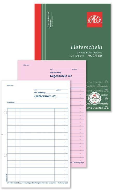 OMEGA DRUCK Lieferscheinbuch A5 hoch 2 x 50 Blatt