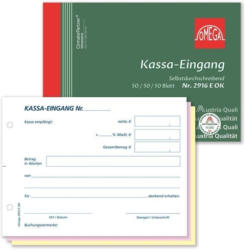 OMEGA DRUCK Kassa-Eingangsbuch A6 quer 3 x 50 Blatt