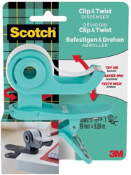 SCOTCH Klebebandabroller ”Clip & Twist” inkl. Klebeband 19 mm x 8,89 m türkis