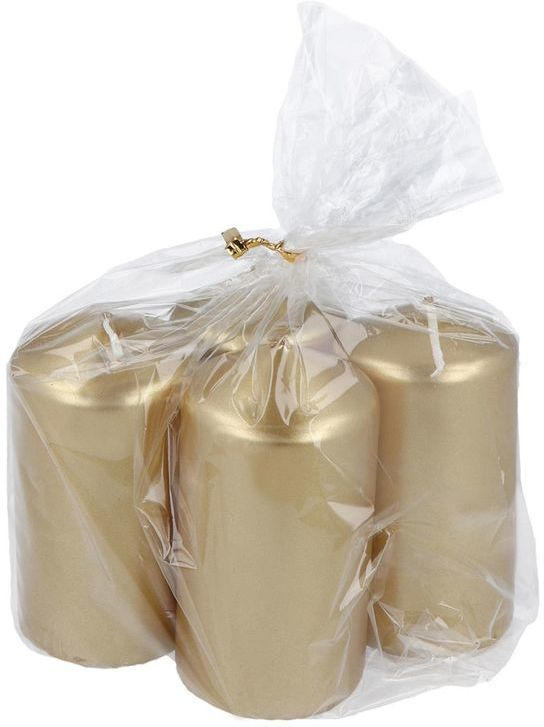 HOFER Stumpenkerzen Ø 5 cm H: 9 cm 4 Stück metallic gold