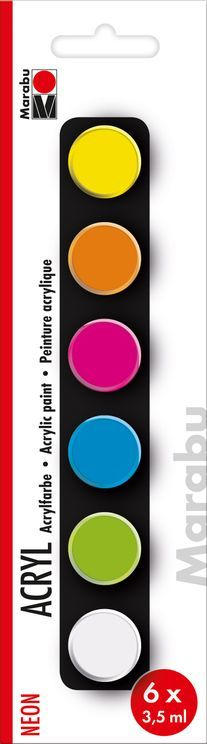 MARABU Acrylfarben-Set ”Neon” 6 x 3,5 ml mehrere Farben