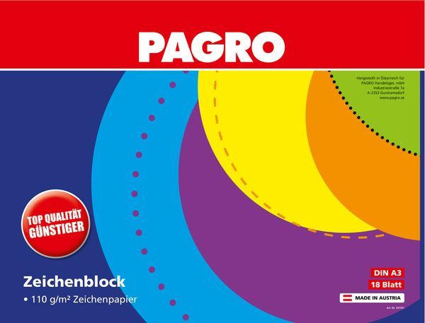 PAGRO Zeichenblock A3 2 Stück 18 Blatt weiß