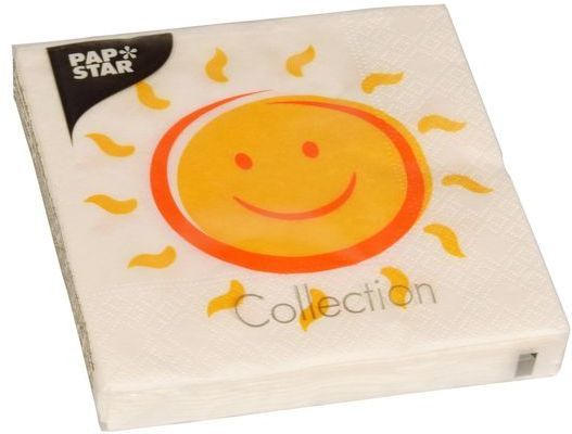 PAPSTAR Servietten ”Here comes the sun” 20 Stück 25 x 25 cm gelb