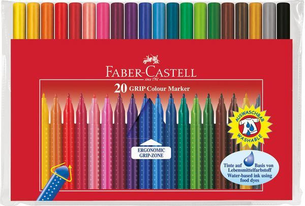 FABER-CASTELL Fasermaler ”GRIP Colour” 20 Stück mehrere Farben