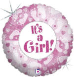 PAGRO DISKONT Folienballon "It's a girl" rosa