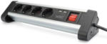 PAGRO DISKONT DIGITUS Steckdosenleiste 4-fach mit 2 USB-Anschlüssen schwarz/silber