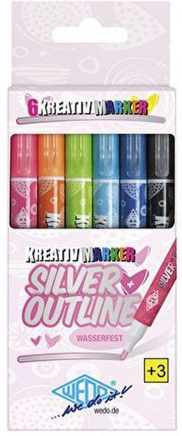 WEDO Kreativmarker "Silver + Outline" 6 Stück mehrere Farben