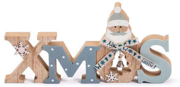 Standdeko "Xmas" aus Holz 25 x 12 cm bunt