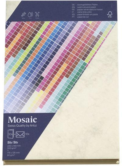 MOSAIC Creative B6 Kuverts und Karten je 10 Stück marmoriert gelb