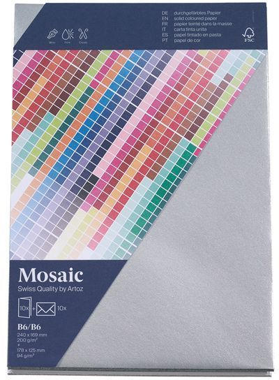 MOSAIC Creative B6 Kuverts und Karten je 10 Stück silber