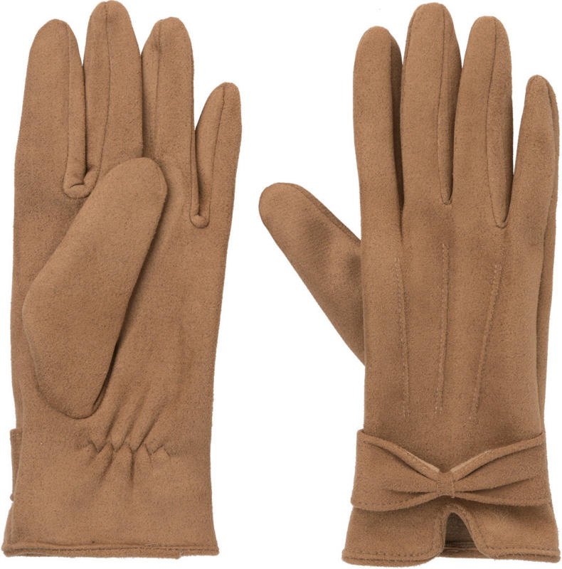 Damen Lederimitat-Handschuhe mit Schleife (Nur online)