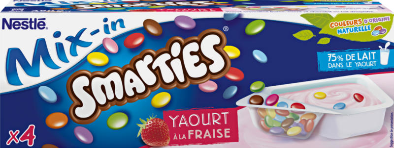 Yogurt Mix-in Nestlé, Fragola con Smarties, 4 x 120 g