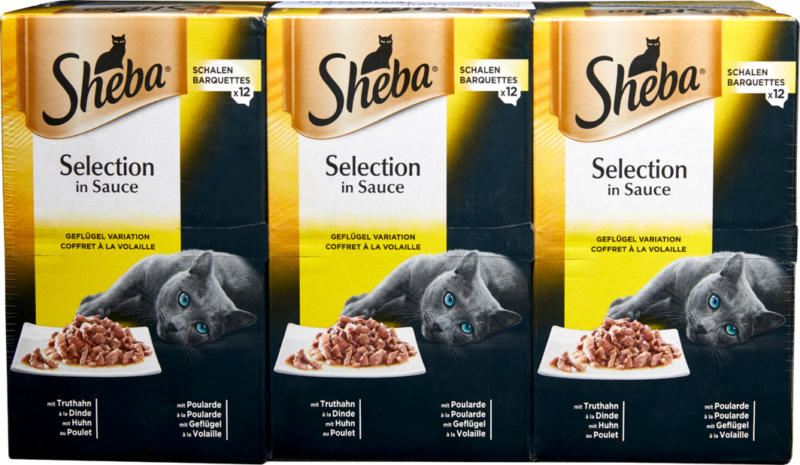 Sheba Katzenfutter, Selection in Sauce, Geflügelvariation, 3 x 12 x 85 g