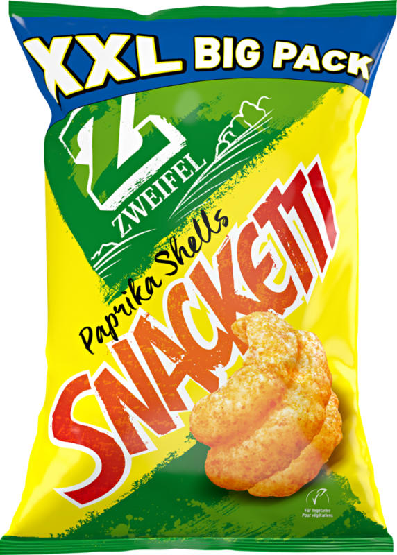 Zweifel Chips XXL Big Pack Snacketti, Paprika Shells, 225 g