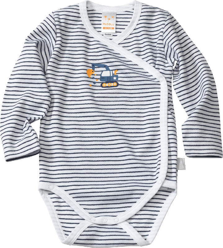 PUSBLU Baby Wickelbody, Gr. 50/56, in Bio-Baumwolle, blau