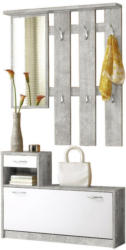 Garderobe Vera B: 100 cm Grau / Weiß