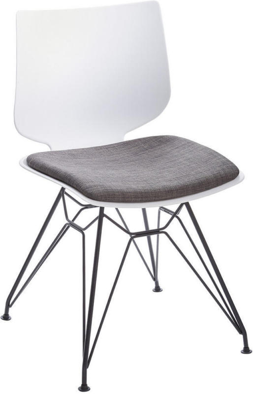Stuhl in Metall, Kunststoff Anthrazit, Schwarz, Weiß