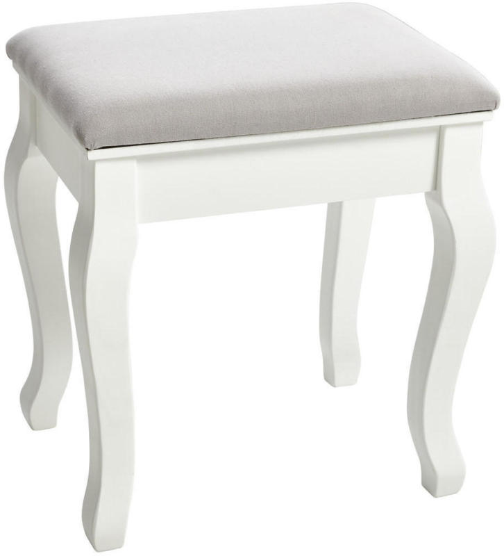 Hocker in Holz, Textil, Holzwerkstoff Grau, Weiß