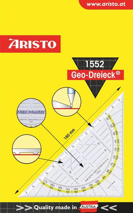 ARISTO Geodreieck ”1552” 16 cm transparent