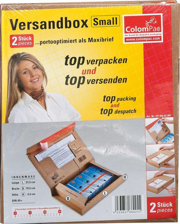 COLOMPAC Versandboxen 21,5 x 15,5 x 4,3 cm 2 Stück