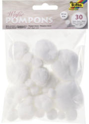 FOLIA Pompons 30 Stück weiß