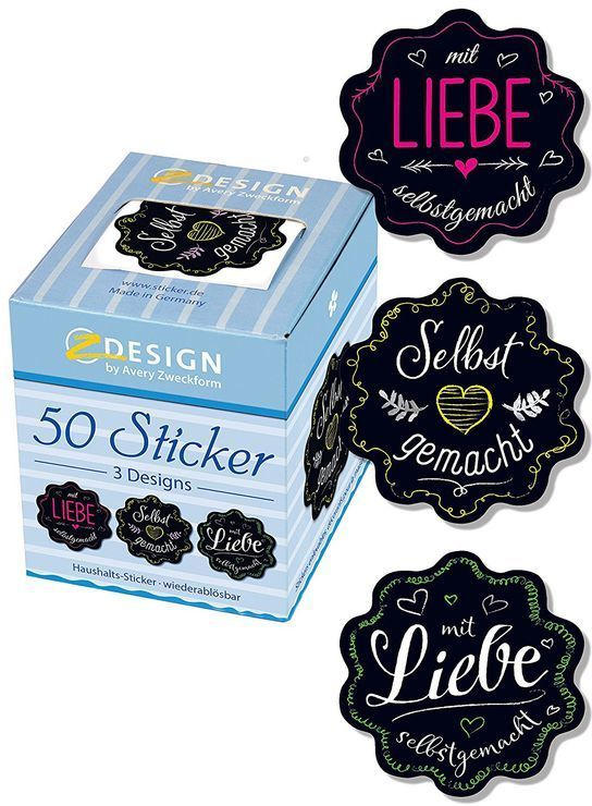 AVERY Zweckform Rollensticker 50 Stk. ”mit Liebe” schwarz