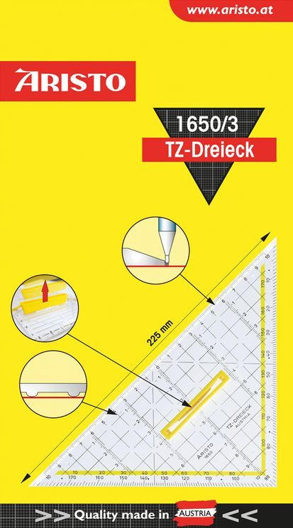 ARISTO TZ-Dreieck ”1650/3” mit Griff 22,5 cm transparent