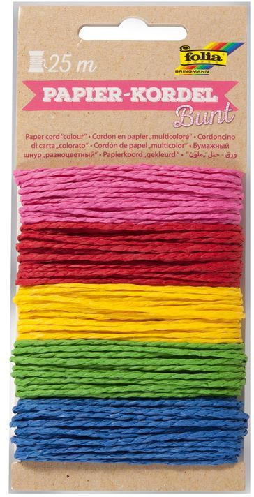 FOLIA Papierkordel-Set "Bunt" 5 x 5 m mehrere Farben