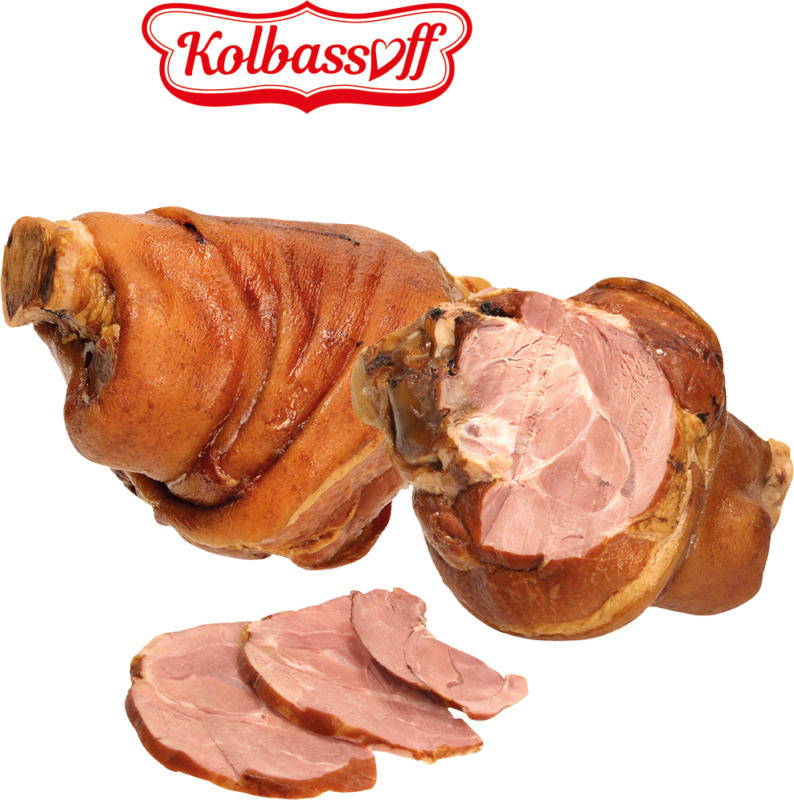 Hintere Schweinshaxe, gepökelt, gekocht und geräuchert