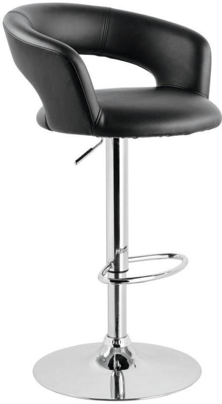 Barhocker in Metall, Textil Schwarz, Chromfarben