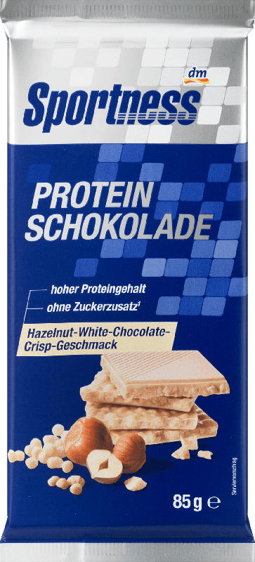 Sportness Protein-Schokolade, Hazelnut-White-Chocolate-Crisp-Geschmack