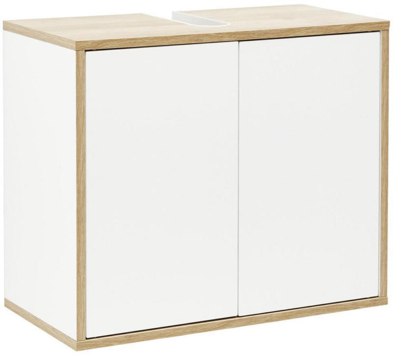 Waschbeckenunterschrank Finn B:60cm Weiß/Eiche Dekor