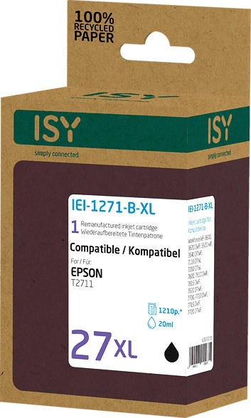 ISY IEI-1271-B-XL Tintenpatrone wiederaufbereitete Tintenpatrone 28 XL Schwarz