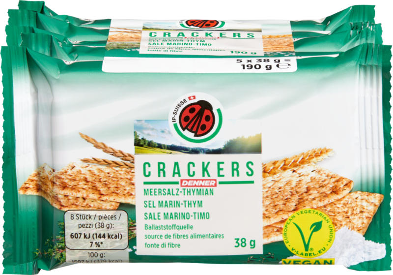 Crackers IP-SUISSE , Sale marino-Timo, 5 x 38 g