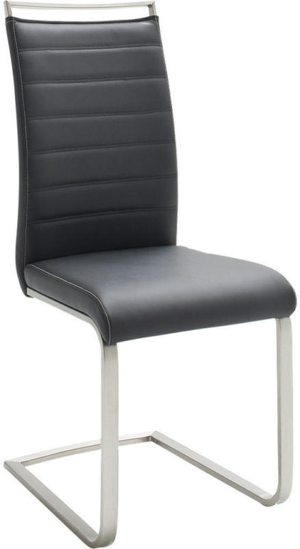 Schwingstuhl in Metall, Textil Schwarz, Edelstahlfarben