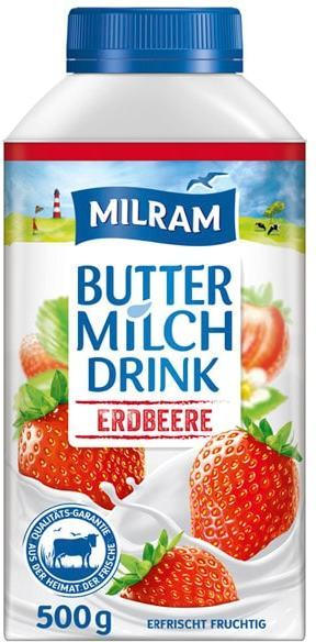 Milram Buttermilch Drink Erdbeere oder Zitrone