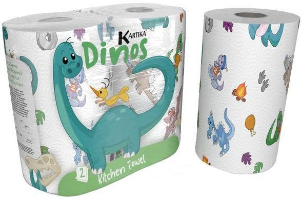 Küchenrolle ”Dinos" 2-lagig 2 Stück bunt