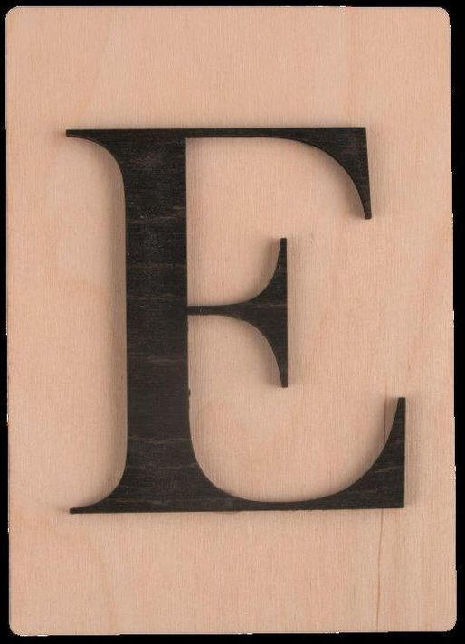 Holz-Buchstabe "E" im Scrabble-Style 10,5 x 14,8 cm braun