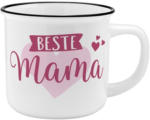 PAGRO DISKONT Porzellantasse in Emailleoptik "Beste Mama" 0,35 Liter weiss/rosa
