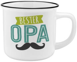 Porzellantasse in Emailleoptik "Bester Opa" 0,35 Liter weiss