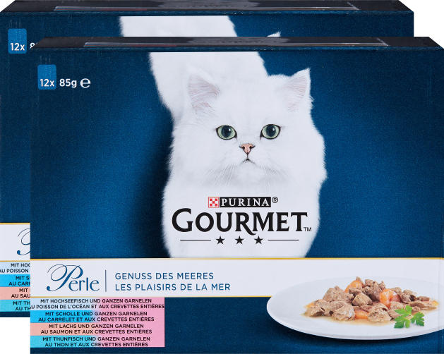 Cibo per gatti Gourmet Perle Purina, Sapori del mare, 2 x 12 x 85 g