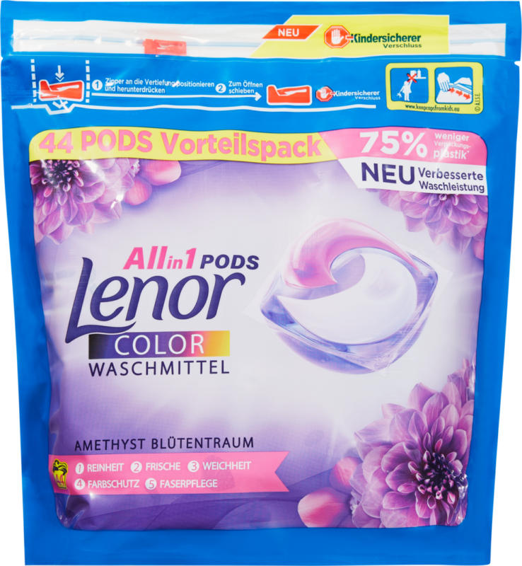 Lenor All-in-1 Pods Amethyst Blütentraum, 44 Waschgänge