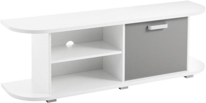 TV-Lowboard Yoris B: 141,6 cm Weiß, Grau