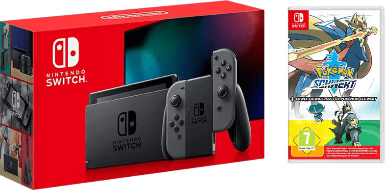 Switch Grau + Pokémon Schwert mit Erweiterungspass /Mehrsprachig