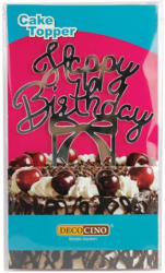 Cake Topper "Happy Birthday" silber