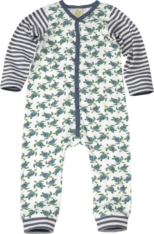ALANA Baby Schlafanzug, Gr. 74/80, in Bio-Baumwolle, weiß, blau