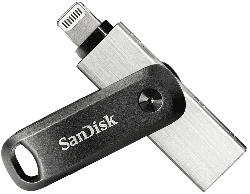 SanDisk 64GB USB Stick iXpand Go, USB-A 3.0/Lightning, Schwarz/Silber