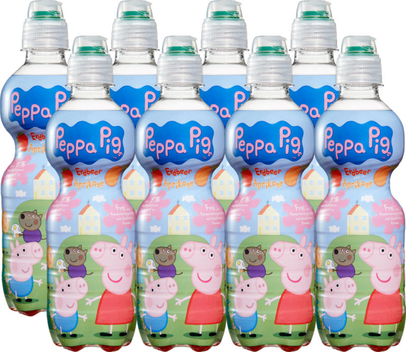 Peppa Pig Fruchtsaftgetränk für Kinder, Erdbeere & Aprikose, 8 x 35 cl